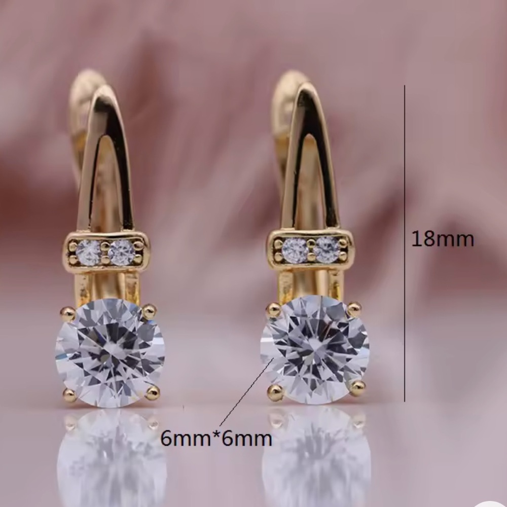 Gold Plated CZ Earrings - Picture 2 of 2